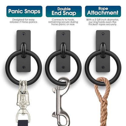 Horse Tie Ring - 2-3/8" inches Heavy-Duty Solid Steel Cross Tie Ring for Horses, Multi-Purpose Tie Down Horse Barn Supplies, Made in USA.