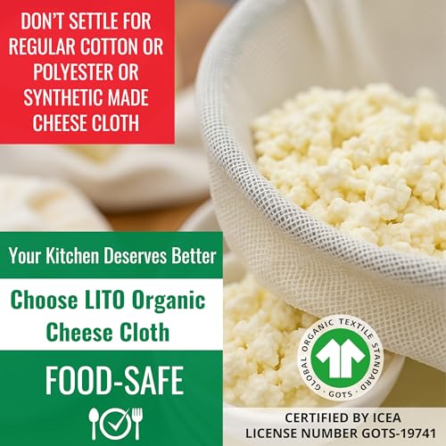 Cheesecloth for Straining, Organic Cheese Cloth, Fine Mesh Nut Milk Cloth, Unbleached Cotton Cheese Cloth Grade 50 for Yogurt, Cheese Making, Bread Baking, Juicing, Cooking, (36 x 36 Inch) - 2 Pack - size: Cheese Cloth Grade 50 (2 Pack)