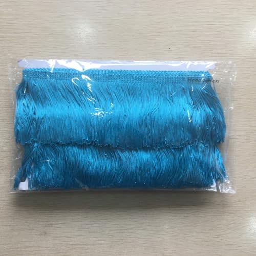 Chainette Fringe Trim 5 Yard x 4 Inches Fabric Tassel Trims - color: Blue, size: 4"-5Yards/R