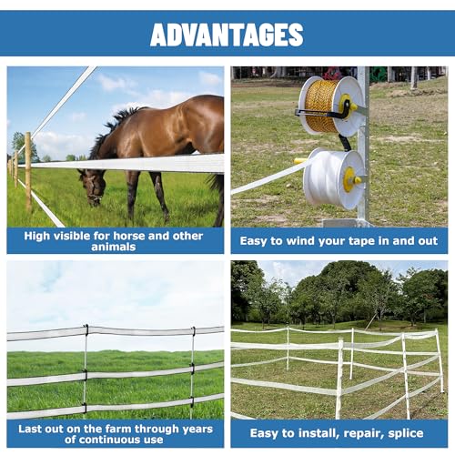 Electric Fence Tape 1.6 in, Electric Fence Poly Tape 10ss Conductors 656' - color: 1.6 in, size: 656 FEET