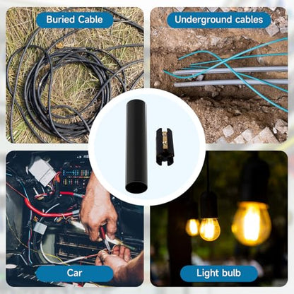 Underground Wire Splice Kit Suit for 14/3 to 8/3 Direct Burial UF Electrical Cable - 600V Max with Heat Shrink Tube and Connector, 5 Set