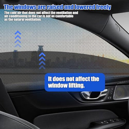 4 PCS Car Front and Rear Side Window Sunshades, 26.3" x 27.5" + 21.2" x 31.1" Mesh Ventilated Privacy Protector, Windows Lifting Anti-dust and Interference Cover, Universal for SUVs (Black)