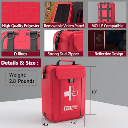 Upgrade - Comprehensive First Aid Kit with Labelled Compartments, Molle System Emergency Kits for Car,Home,Hiking, Backpacking, Camping, Traveling, and Cycling - size: Large Kit