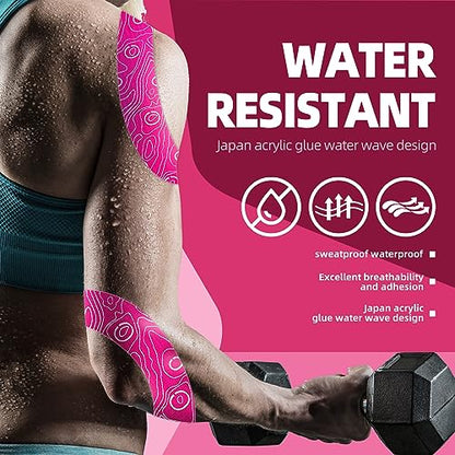 OK TAPE PRO Kinesiology Tape Bulk 103Feet, Water-Resistant Sports Tape | Elastic Physical Therapy Tape for Pain Relief, Muscle Support, Kinetic Tape, Latex Free, Uncut Roll, Pink - color: Pink