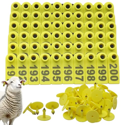 200PCS Livestock Ear Tags Numbered 001-200,Yellow - color: Yellow