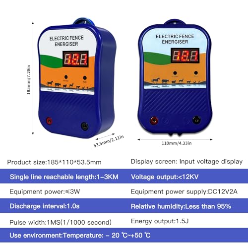 1.5 J Electric Fence Charger, Energizer for Cattle Bear Horse