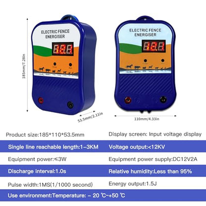 1.5 J Electric Fence Charger, Energizer for Cattle Bear Horse