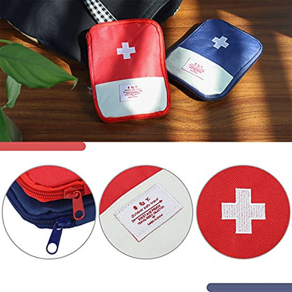 4 Pack 7 x 5 Travel Mini First Aid Pouch, Portable Outdoor First Aid Medical Bag Multi-function Emergency Medicine Storage Bag (Red & Blue)