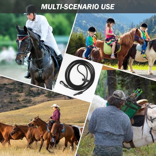 Horse Side Reins with Elastic Latex, Adjustable Equestrian Training Equipment, Horse Neck Stretcher, Nylon Training Rope for Horse Training (118in Length)