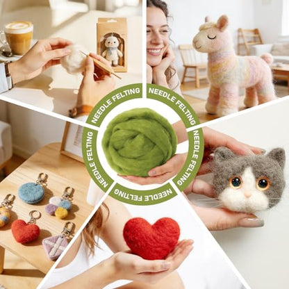 3.4oz Needle Felting Wool Calla Green for DIY Needle Craft Enthusiasts - color: Calla Green