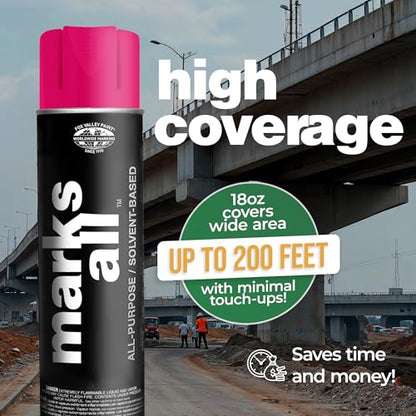 Fox Valley 17oz Marks All Solvent-Based Paint 12-Pack, Pink Fluorescent - color: Pink Fluorescent