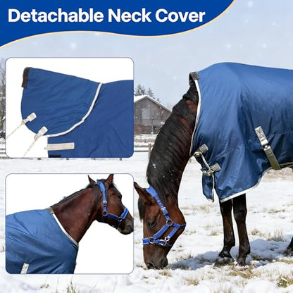 Winter 1200D Premium Turnout Horse Blanket,Medium Weight Waterproof Blanket - size: Back Length 72 inches ( 135cm ) no cover