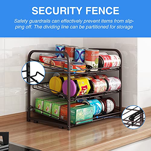 Can Rack Organizer,3 Tier Stackable Can Storage Dispenser,Bronze - color: Brown