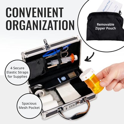 Vaultz Locking Medicine Case, Combination Lock Portable Storage Briefcase | Organizes medications, cash and valuables in one place, carrying handle for portability, compact 8.38x5.75x2.75 in size - size: 1 Pack