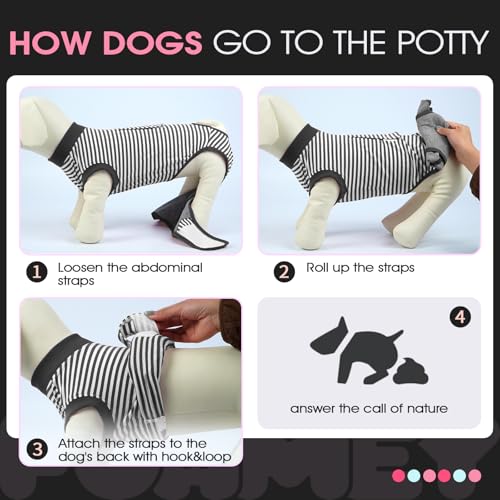FUAMEY Dog Recovery Suit Male,Dogs Surgery Neuter Suits Puppy Spay Shirts for Female Protect Dog's Skin Anti Licking Abdominal Wounds Doggie Onesie Pet Bodysuit Alternative to Cone Gray Stripes XS - color: Grey Stripes, size: Xs(back:8.3-11.4in,wt:4-7lbs)