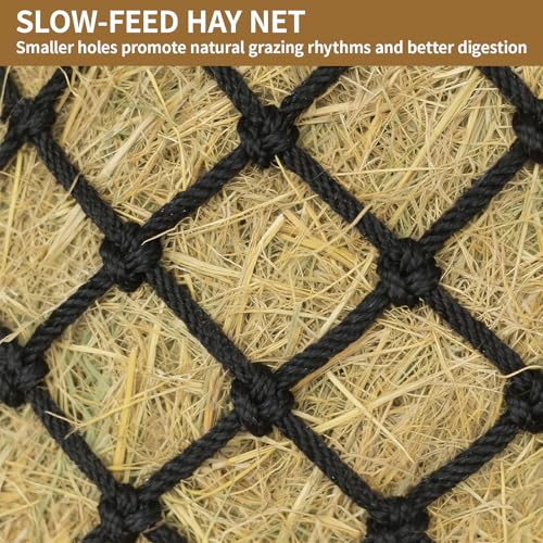 2 pcs 40" Hay Net for Horses, Made from Durable Nylon Rop, Regulate Intake of Hay hence Improve Digestion,for Horses Goat Sheep Hanging Slow Feed Hay Bag (Black 2)
