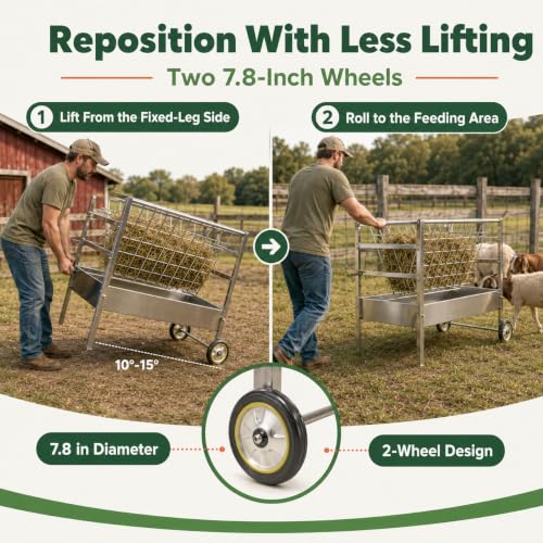 Hay and Grain Feeder Portable Sheep Feeder for 6-8 Goats Lambs