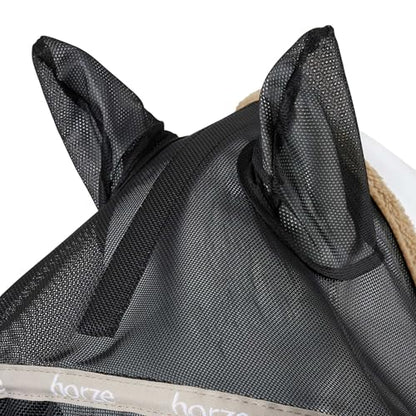 Horze Wire-Framed Soft Mesh Fleece-Lined Fly Mask with UV Protection - Atmosphere - S - color: Atmosphere, size: S