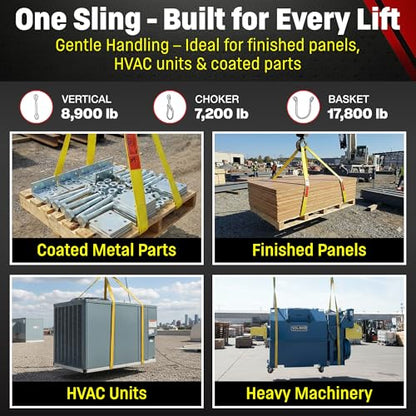 DD Sling 3 Inch x 30 Foot Nylon Lifting Sling – USA Made, 8,900 lb Vertical, 7,200 lb Choker, 17,800 lb Basket – 2-Ply Heavy Duty 900 Webbing, Type 3 Flat Eye & Eye Rigging Sling - size: 3"x30'