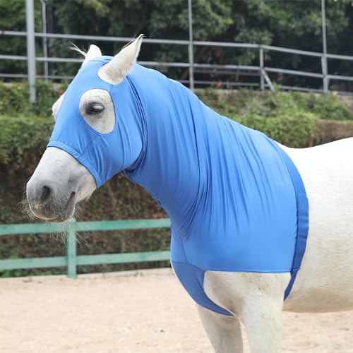 LEAFOREST Horse Slinky Hood with Zipper Stretch Neck Cover Sleazy Hoodies - color: Blue