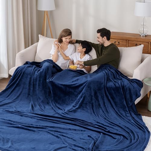 Berkshire Blanket VelvetLoft Big Oversized King Family Blanket, All Season Mid-Weight Ultra Silky and Fuzzy, Seamless Extra Large(Dress Blues, 120x120 Inches) - color: Dress Blues, size: Oversized King