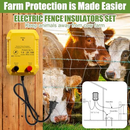 Electric Fence Kit, 25 Mile 110 VAC 1 J Fence Charger, 656 ft Polywire - size: 656FT, style: 1J