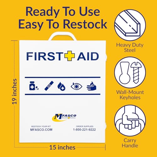 MFASCO OSHA/ANSI 2021 Class B First Aid Cabinet | 3-Shelf with Meds - size: 3 Shelf, style: W/ Medications