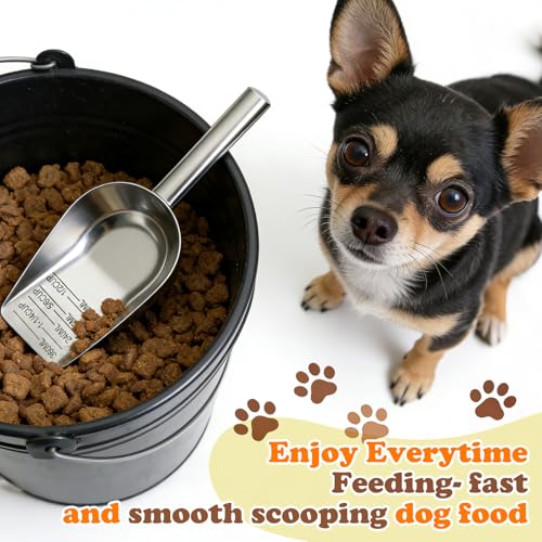 Dog Food Scoop Stainless Steel with Long Handle, Precise Measuring Cups - size: 1.5CUP