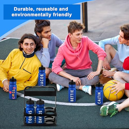 Suclain Squeeze Water Bottles with Carrier, 7 Pcs, Dark Blue - color: Dark Blue