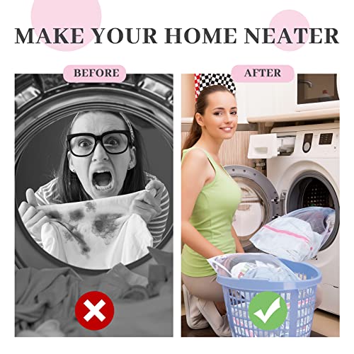 Nuenen 36 Pieces Mesh Laundry Bags Fine Mesh Wash Bags with Zipper Machine Washable Lingerie Bags for Washing Delicates Clothes Garment Underwear Blouse Hosiery Socks Travel, 16 x 20 Inches (Pink) - color: Pink, size: 16 x 20 inches