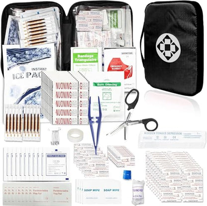 300Piece Travel First Aid Emergency Kit Home Essentials Hiking Survival Essential Kit for Outdoor Adventure Mini First Aid Kit for Backpack, Black 1st Aid - style: Black-300Pcs