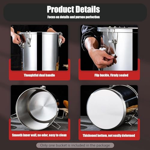 3.17Gal 304 Stainless Steel Airtight Canister,Metal Bucket Large Stainless Steel Canisters - Locking Clamp & Airtight Lids - Dog Food/Bird Seed/Coffee Storage Container - color: 3.17 GAL
