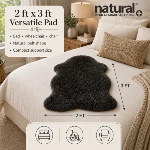 Natural Medical Sheepskin Pad, Non-Slip Back, Charcoal, 24 x 36 in, 1 Pack - color: Charcoal Grey, size: 24x36 Inch (Pack of 1)