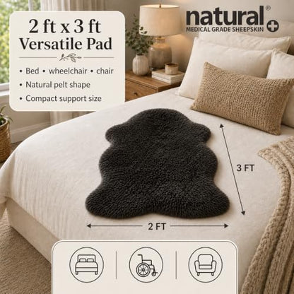 Natural Medical Sheepskin Pad, Non-Slip Back, Charcoal, 24 x 36 in, 1 Pack - color: Charcoal Grey, size: 24x36 Inch (Pack of 1)