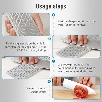 S SATC Diamond Sharpening Stone 2 Side Grit 150/600 Diamond Plate Honing Stone 8-inch Hone Sharpener - style: 150&600Grit