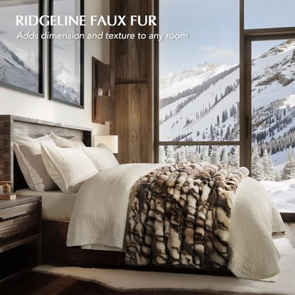 EverGrace Faux Rabbit Fur Bubble Throw Blanket, 60"x80", Beige & Gray - color: Marble Beige & Grey Chocolate, size: 60"x80"