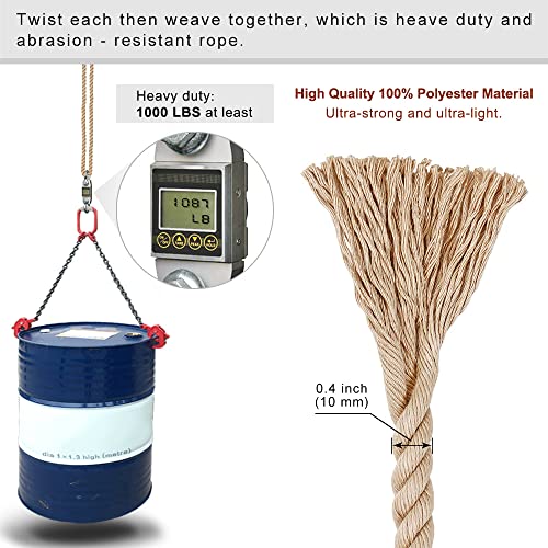 SELEWARE 6.5ft Tree Swing Rope, Adjustable Hammock Straps Hanging Kit - color: Beige-1 Pack, size: 6.5ft