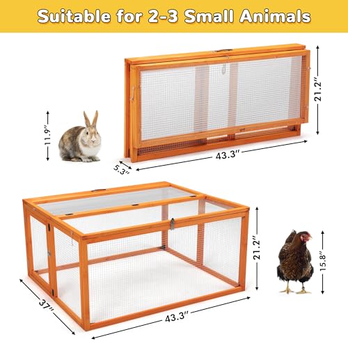 COZIWOW Chicken Coop Run Portable Chicken Cage Pens Rabbit Hutch, Orange - color: Orange