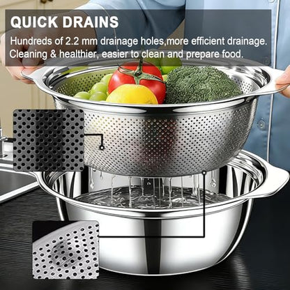 Colander for Kitchen, 1.5 QT Stainless Steel Strainer, Rice Strainer Bowl - size: 1.5 QT