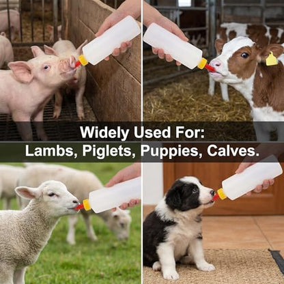 Goat Bottles and Nipples Set, 5 Sets Small Animal Milk Drink Pritchard Nipple for Goats 400 ml Lamb Nursing Bottles Feeding Bottle Kit for Feeding Sheep Goat Lamb Puppy