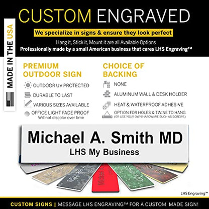 Custom Engraved Office Door Name Plate & Desk Signs, White, 2x4 - color: B16 - White & Black Lettering, size: 2in x 4in (5.1cm x 10.1cm)