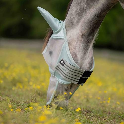 Equinavia Algard Horse Fly Mask with Nose Cover, Soft Mesh Full Face Design - color: Misty Jade, size: Pony