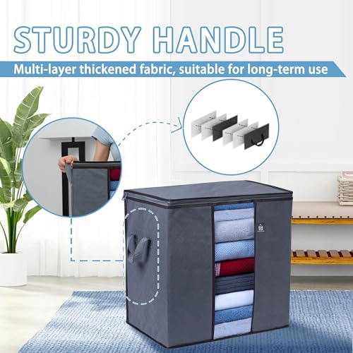 VENO 3 Pack X-Large Clothes Storage Bag w/ Reinforced Handle 24 Gallon | Thick Container Bins Organizer for Blankets, Comforters, Bedding, Foldable w/ Sturdy Zipper, Clear Window(Tall 24 Gallon) - size: Tall, 24 Gallon, Set of 3