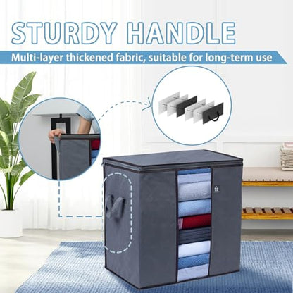 VENO 3 Pack X-Large Clothes Storage Bag w/ Reinforced Handle 24 Gallon | Thick Container Bins Organizer for Blankets, Comforters, Bedding, Foldable w/ Sturdy Zipper, Clear Window(Tall 24 Gallon) - size: Tall, 24 Gallon, Set of 3