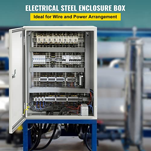 VEVOR NEMA Steel Enclosure, 20 x 16 x 8'' NEMA 4X Steel Electrical Box, IP66 Waterproof & Dustproof, Outdoor/Indoor Electrical Junction Box, with Mounting Plate - size: 20 x 16 x 8