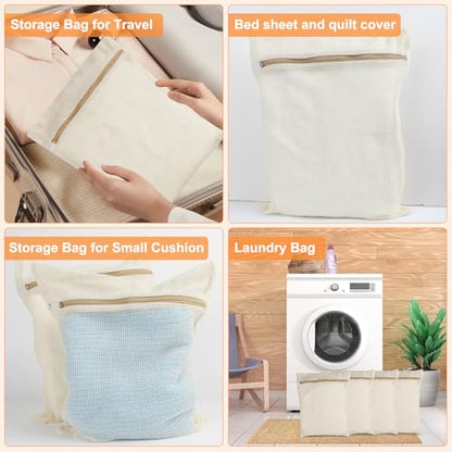 4-Piece Medium Durable Organic Cotton Mesh Laundry Bags with Sturdy Zippers and Breathable Mesh are Delicate Laundry Bags for Underwear, Clothes, Pants and Socks - size: Medium