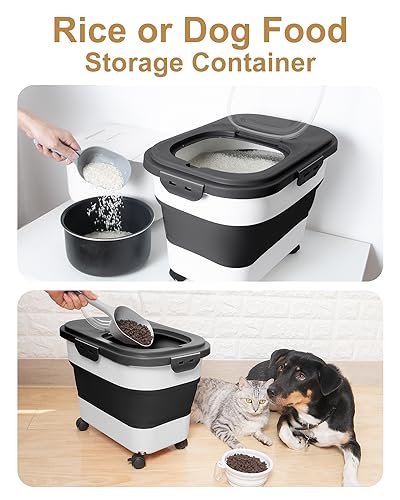 20-30 Lbs Rice Storage Container,Collapsible Food Storage Container - color: Black/20-30LBS