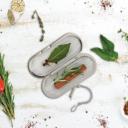 HIC Kitchen Herb Infuser Pod, 18/8 Stainless Steel Mesh, For Herbs, Spices, and Loose Teas, Set of 2 - color: Infuser Pod, size: Set of 2
