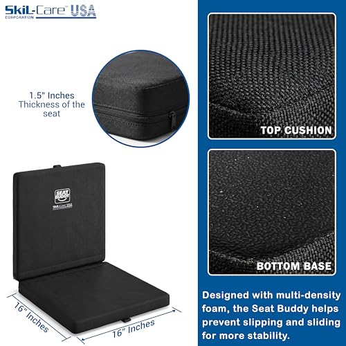 Skil-Care Seat Buddy Cushion, Foldable, 16x16, Black Polyester, 914351 - color: Black