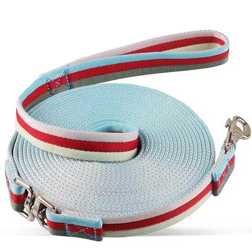 26FT Horse & Dog Training Leash - Lunge Line with 360° Swivel Snaps - color: Pink/Red/Cream